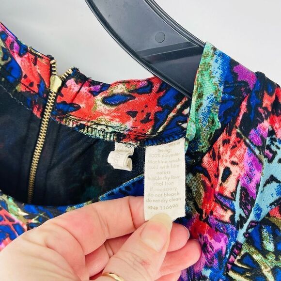 Japna Women's Shift Dress Forest Jungle palms Pattern Blouson Mini Multicolor Si - Picture 10 of 11